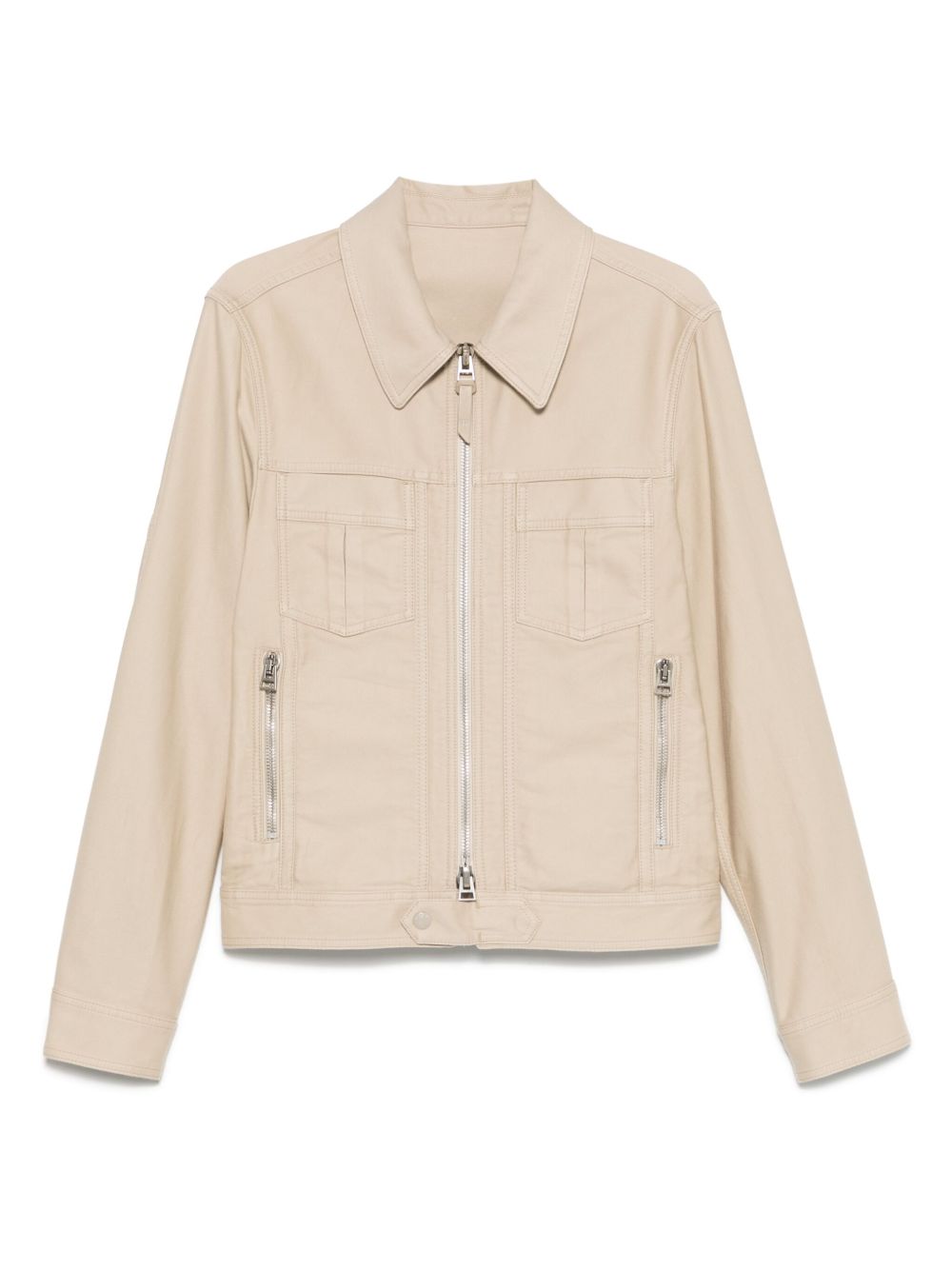 Leather zip-up jacket - Neutrals