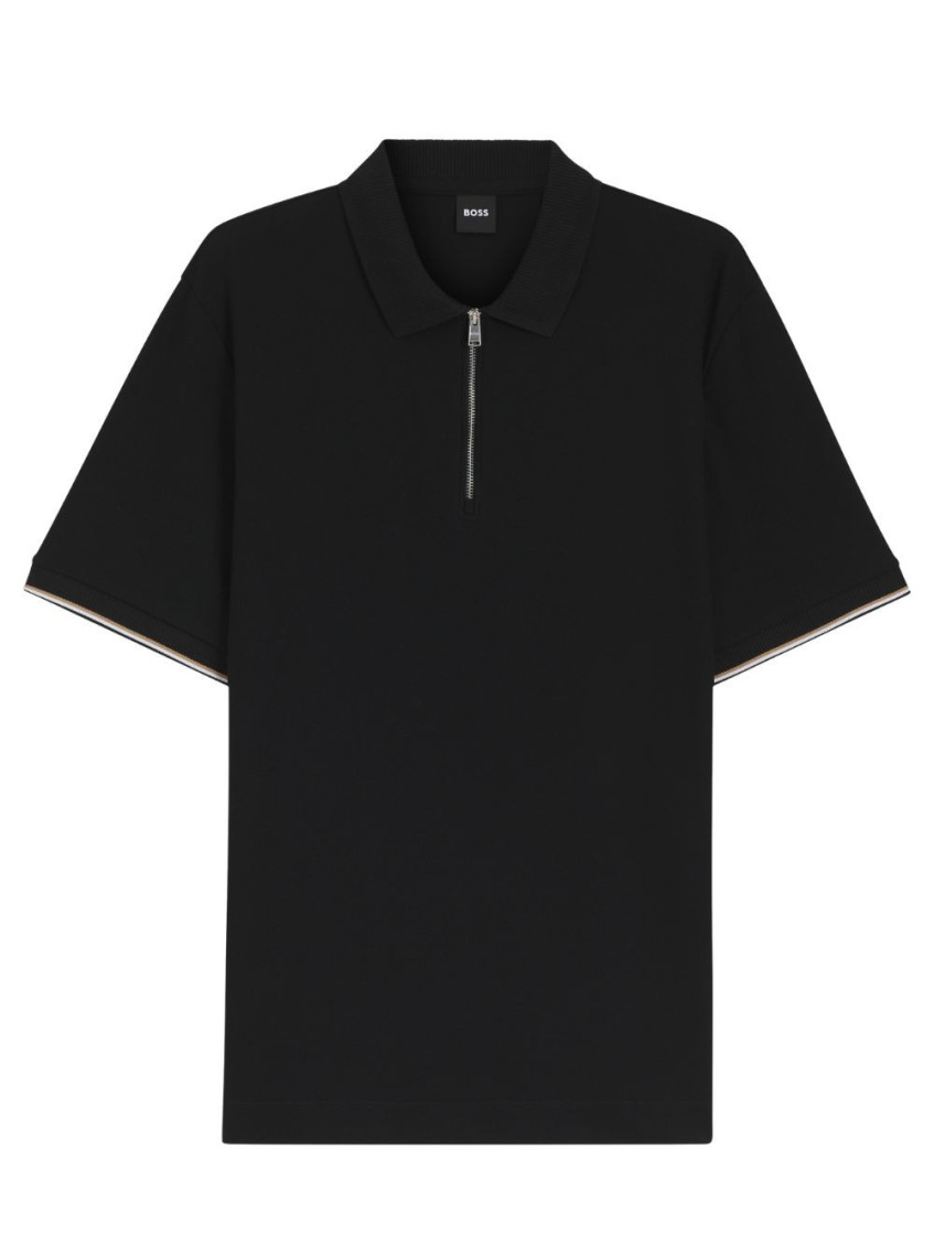 Black Solid Shirt Collar Polo