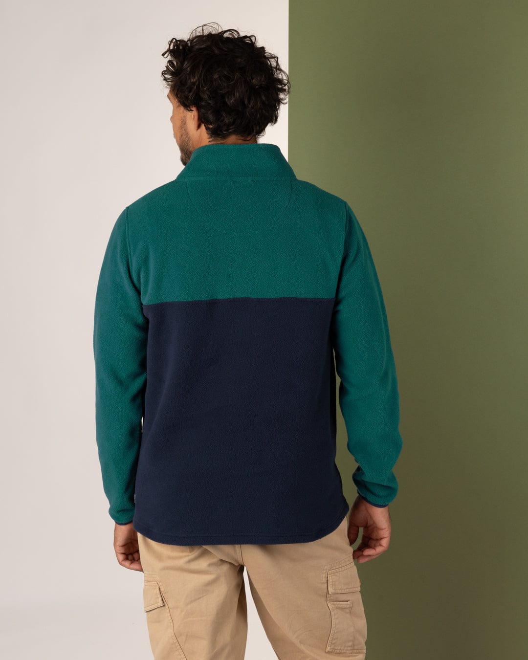 Saltrock Mens Fleece - 1/4 Neck - Green/Blue