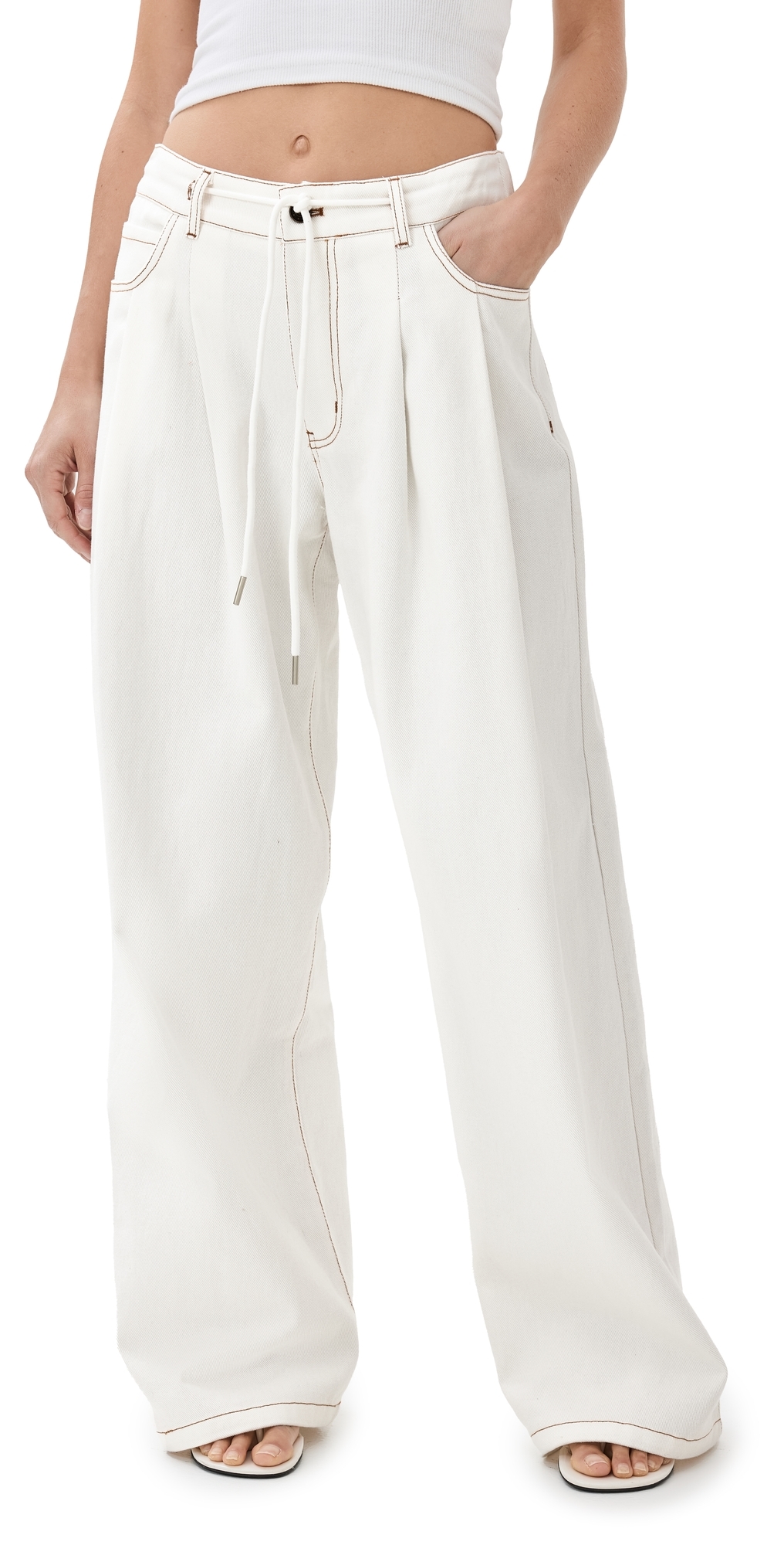 Slouched Tie Up Jeans Porcelain