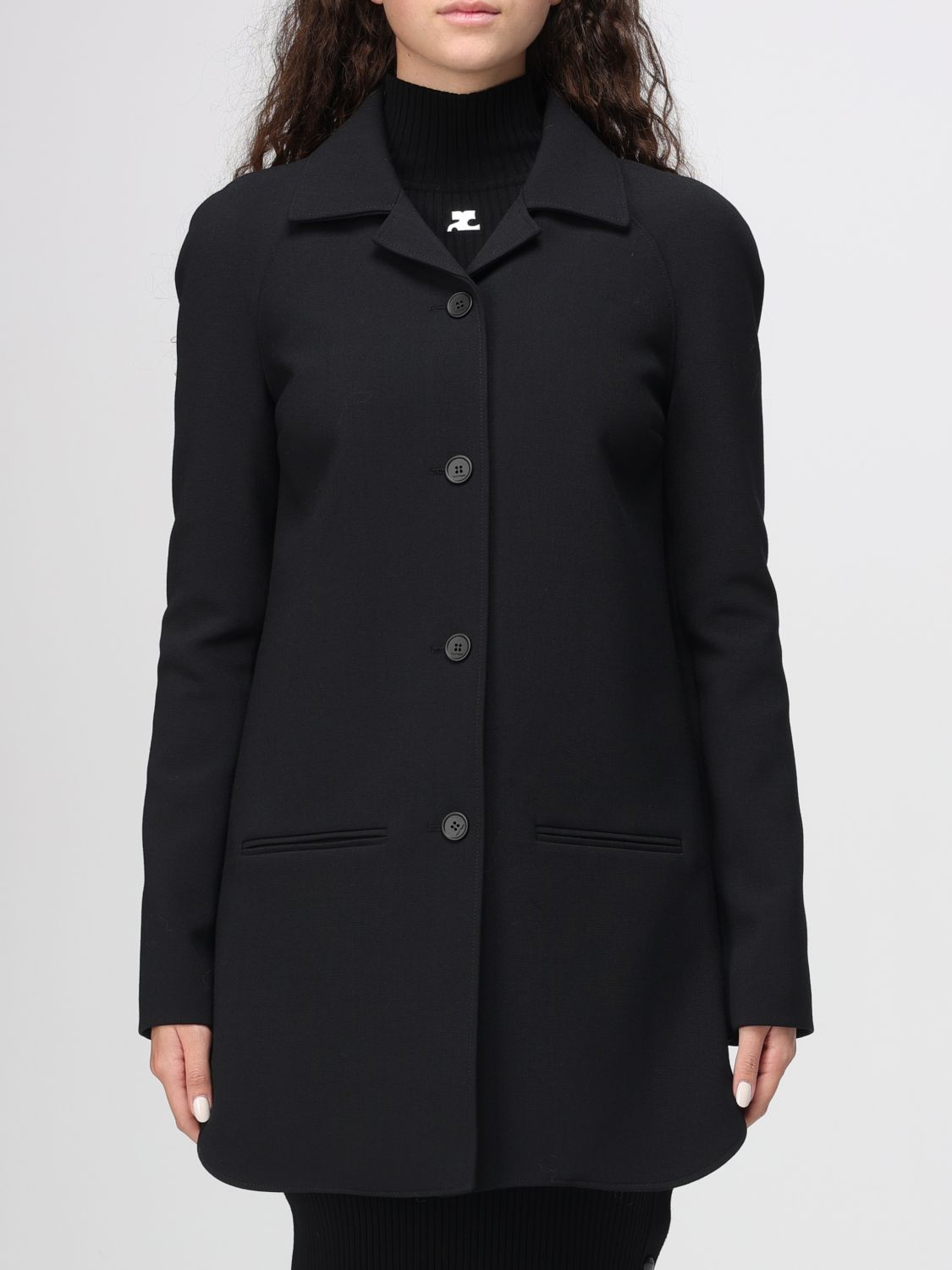 Tailored button-front coat - Black
