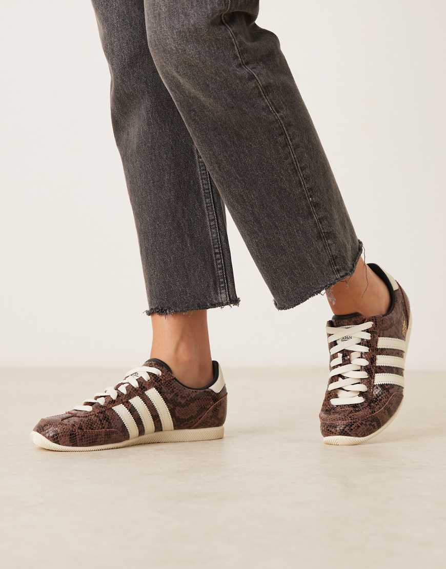 Japan trainers in brown and cream snake print