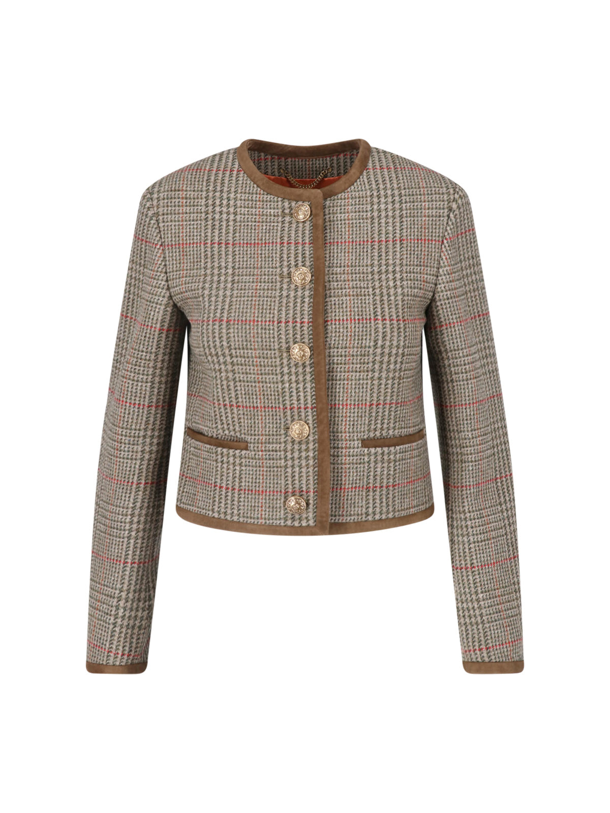Women's Virgin Wool Jacket with Goat Leather Insert