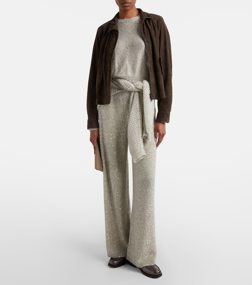 Sequined wide-leg pants