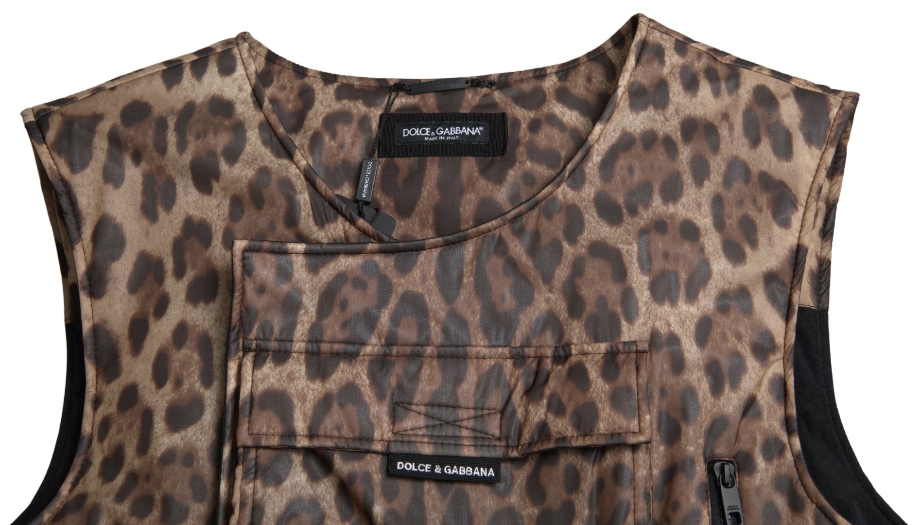 Leopard-Print Silk Vest — Brown