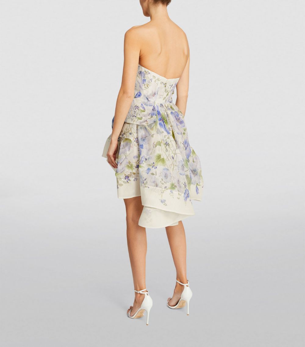 Linen-Silk Draped Mini Dress