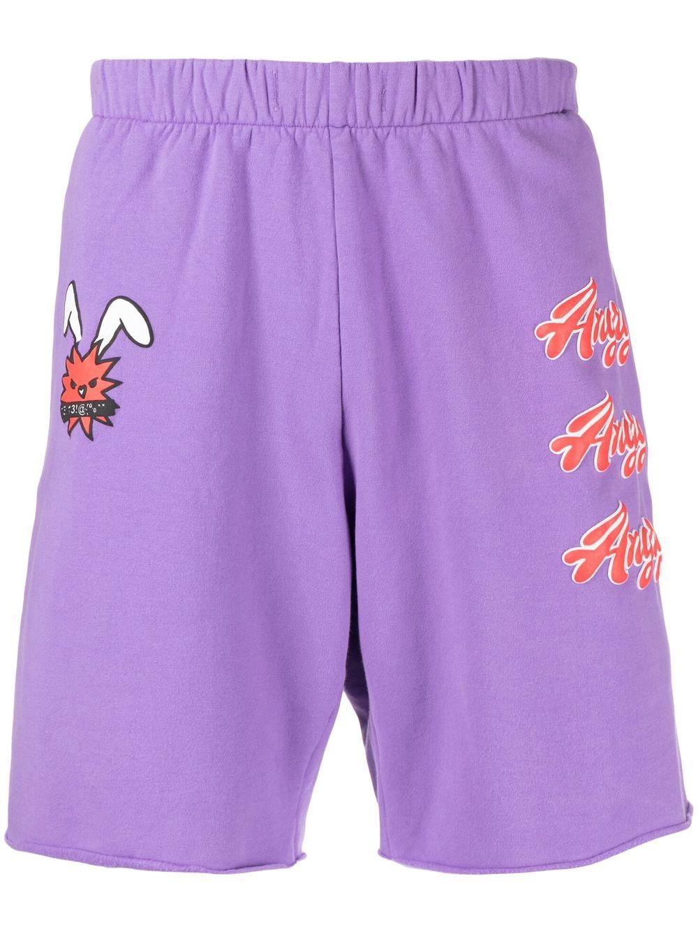 Slogan-print track shorts - Purple