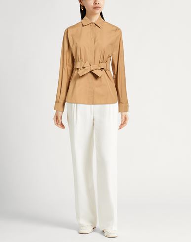 Woman Shirt Camel Size 2 Cotton