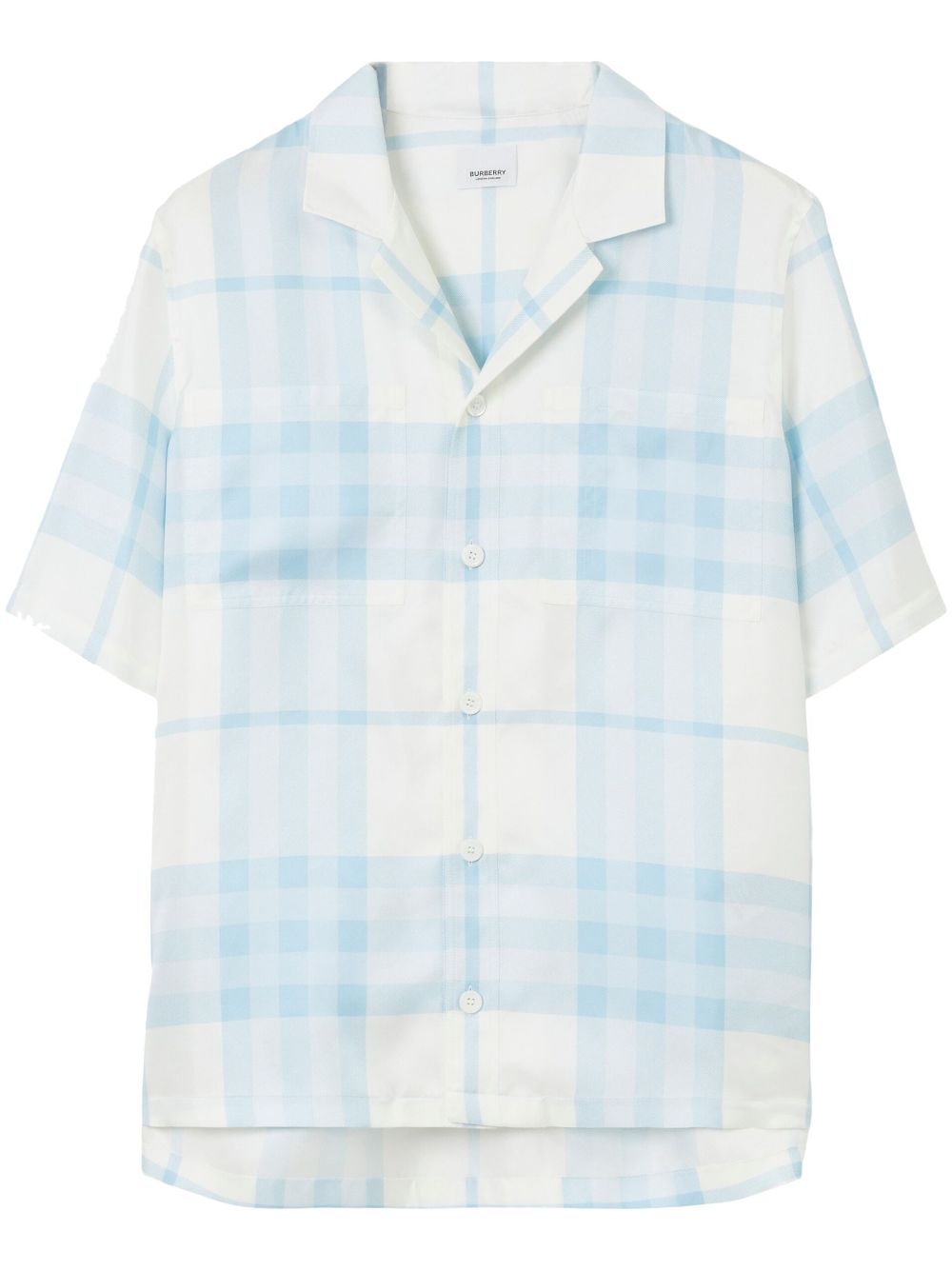 Check-print silk shirt - Blue