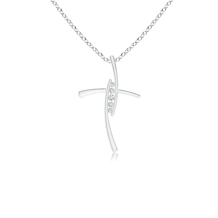 Angara 0.07 Carat Lab-Grown Grooved Five Stone Diamond Bypass Cross Pendant in Platinum