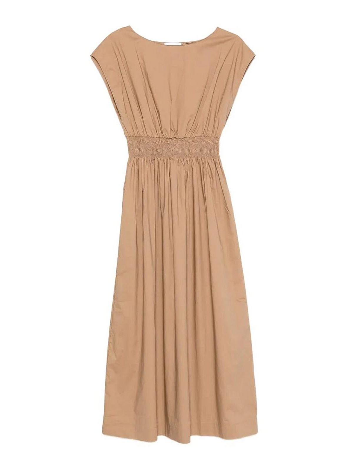 Roberto Collina - cotton midi dress gathered waist sleevele
