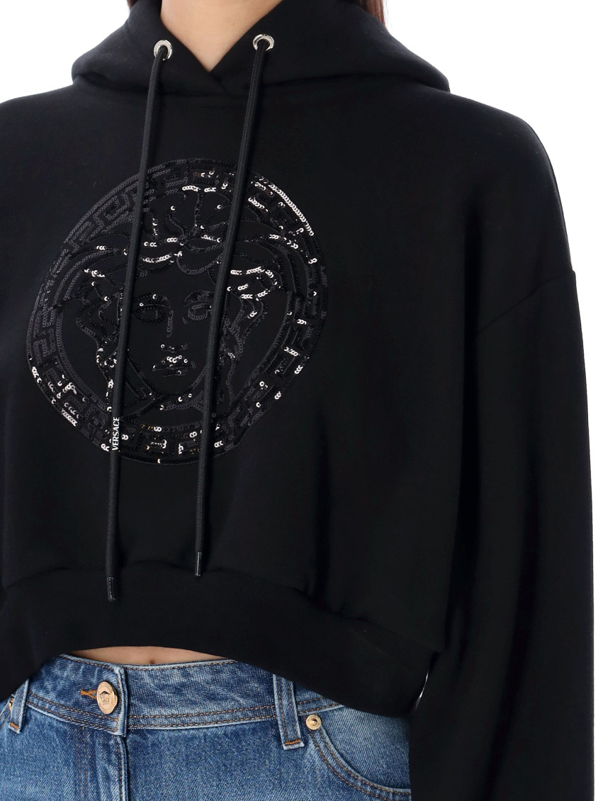 Medusa Black Cotton Sweatshirt
