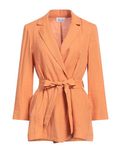 Niū Woman Blazer Orange Size XS Linen, Cotton