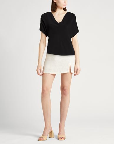 Woman Top Black Size 10 Acetate, Silk