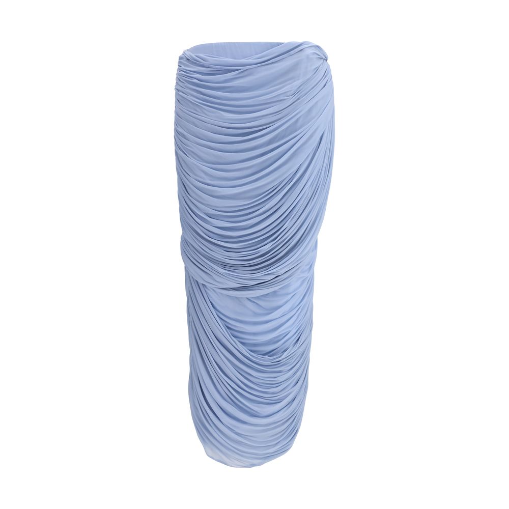 Draped Cupro Midi Skirt — Blue