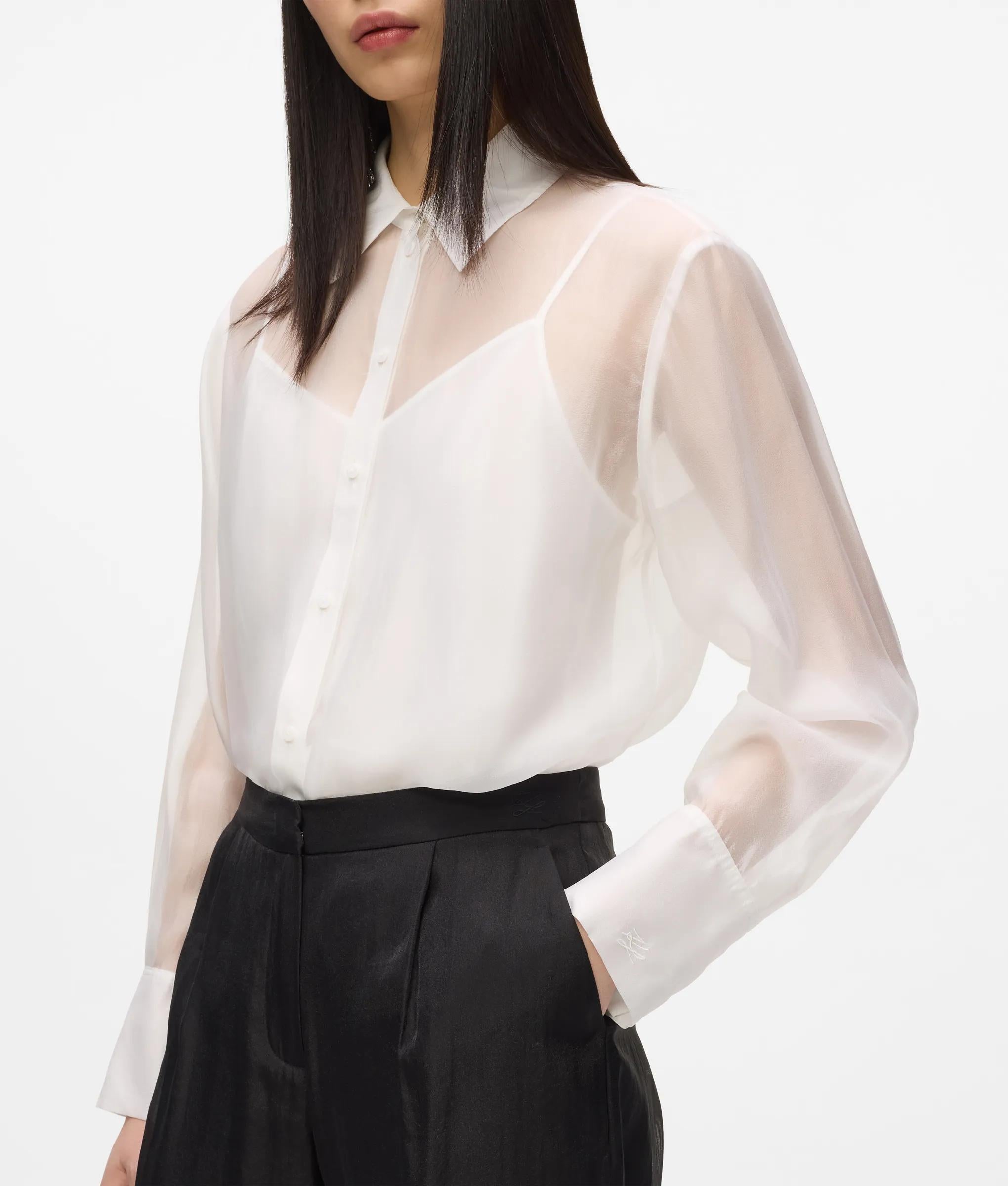 Karl Lagerfeld - Organza-bluse, Damen, Weiss, Größe