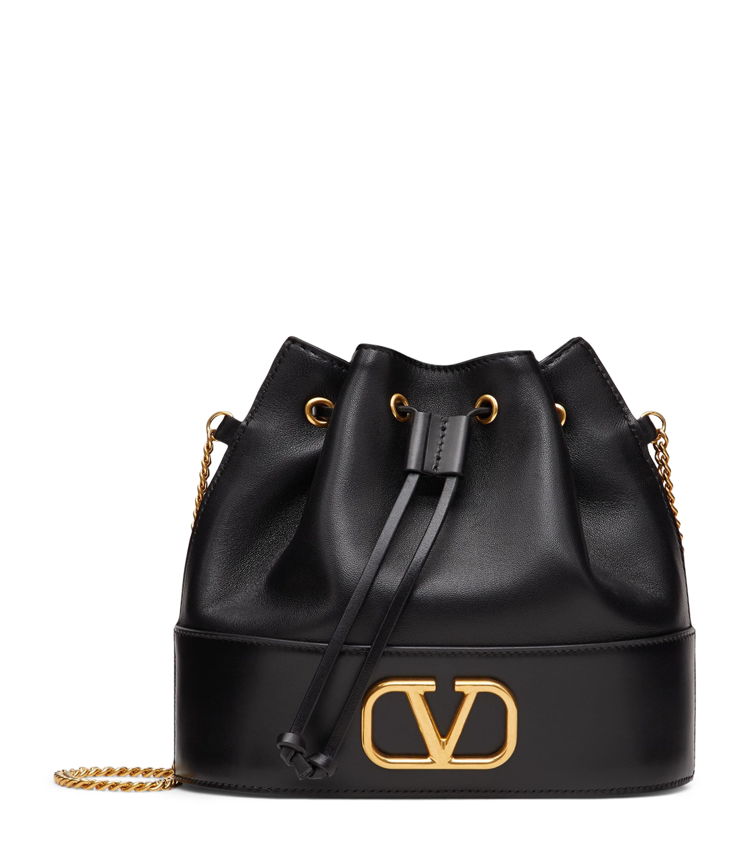 Leather VLogo Bucket Bag