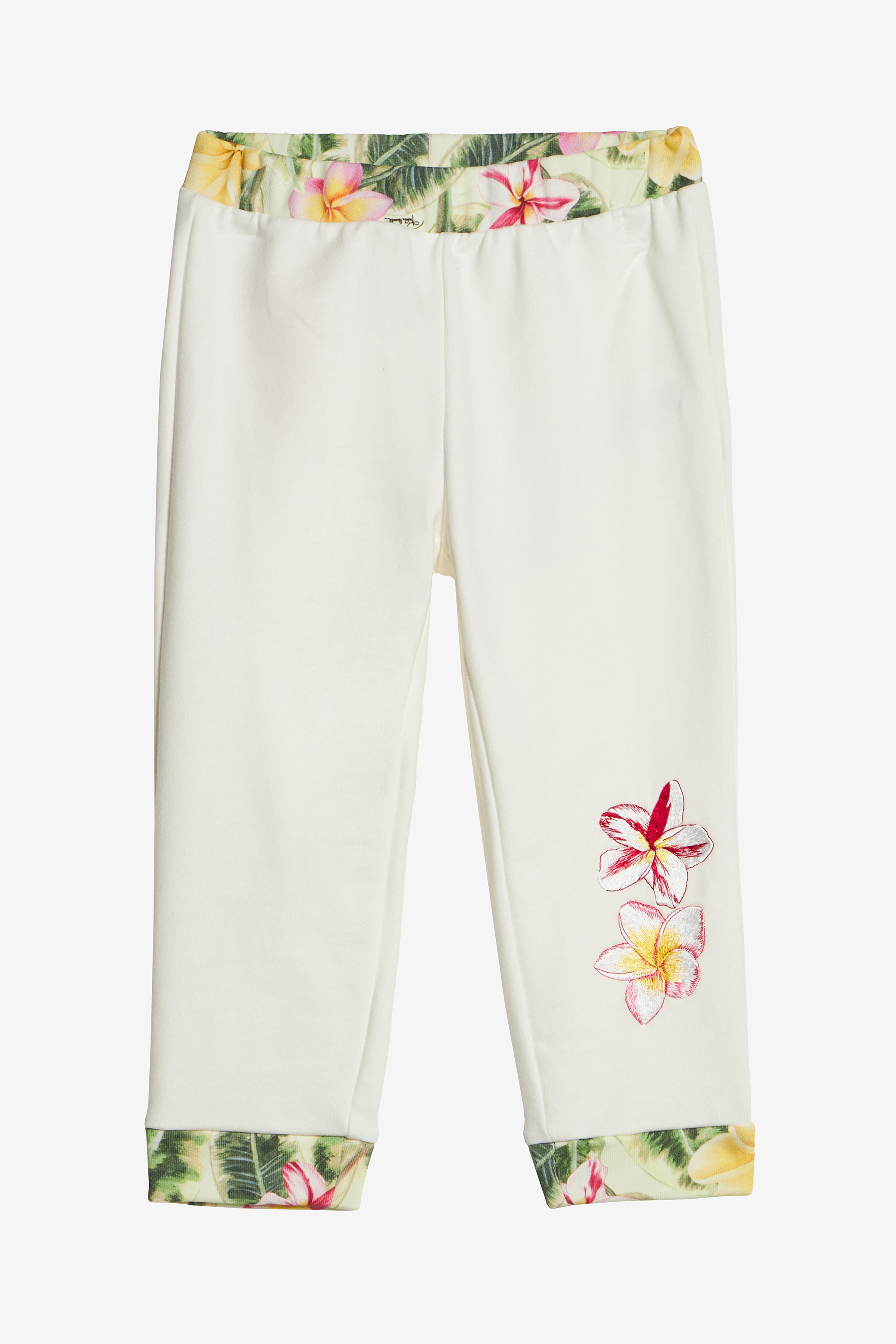 Pants With Embroidered Flowers And Rc Monogram - Female Baby Girls (6m
