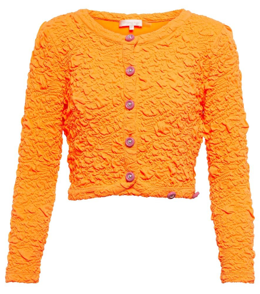 LoveShackFancy Senina crinkled cropped cardigan