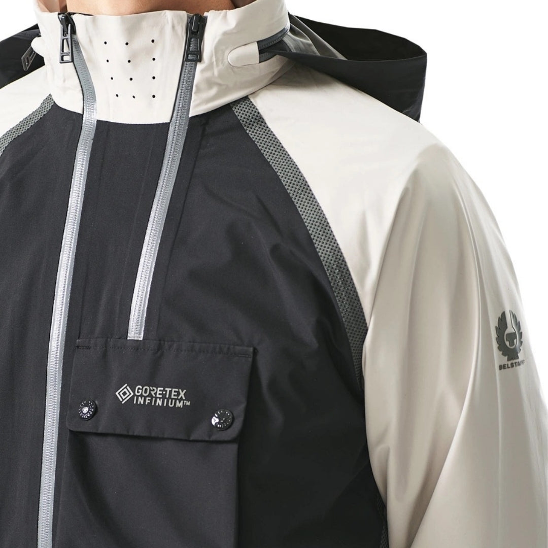 Belstaff Mens Solid Twin Fawn Black Waterproof Track Jacket - Sma