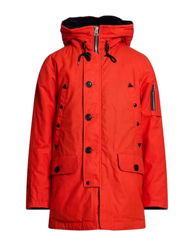 Man Puffer Tomato red Size L Cotton, Elastane