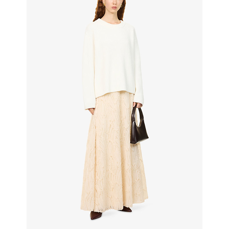 Womens Textured Tulle A-Line Woven Maxi Skirt
