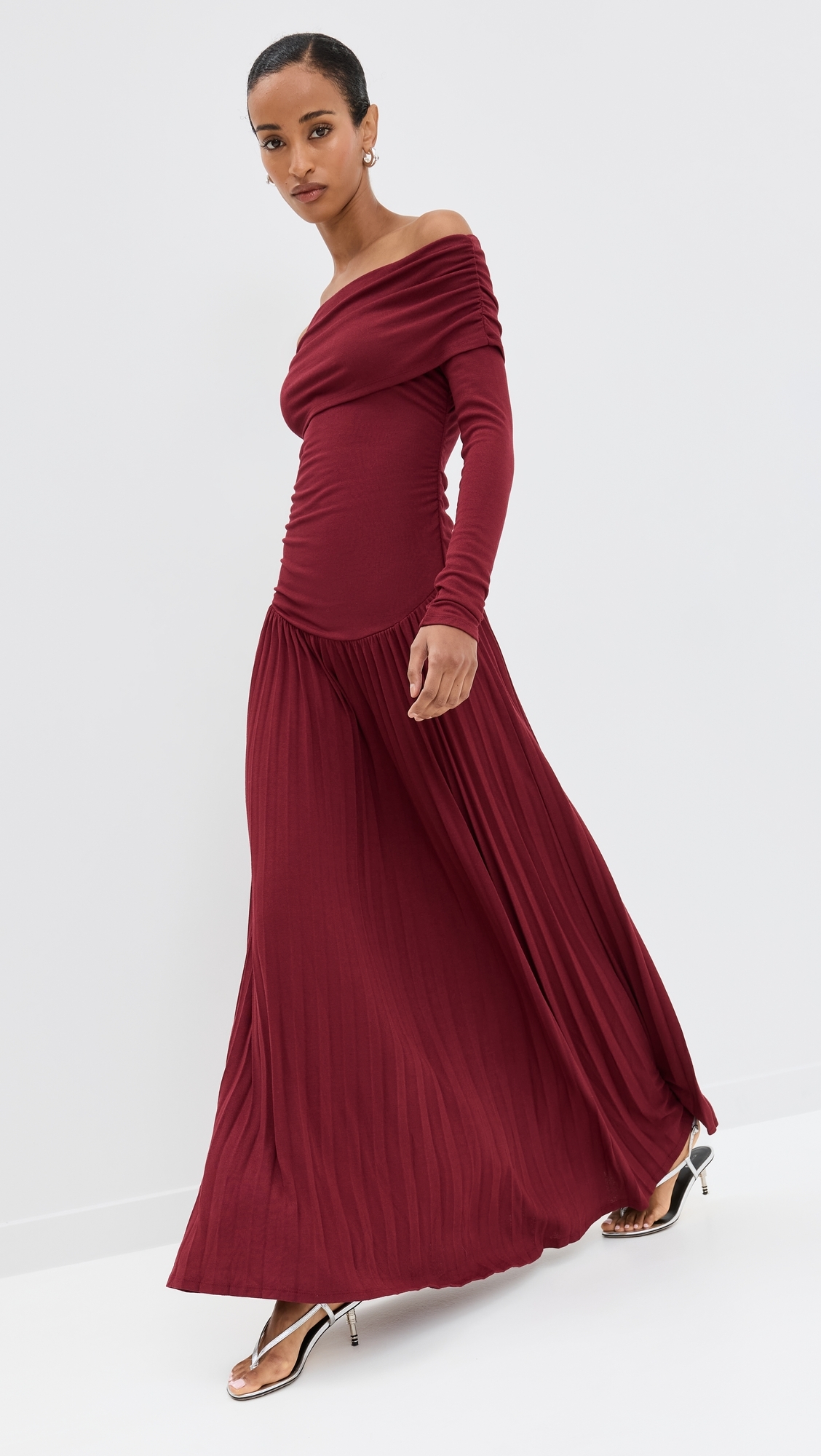 Field of Dreams Long Sleeve Maxi Dress Burgundy