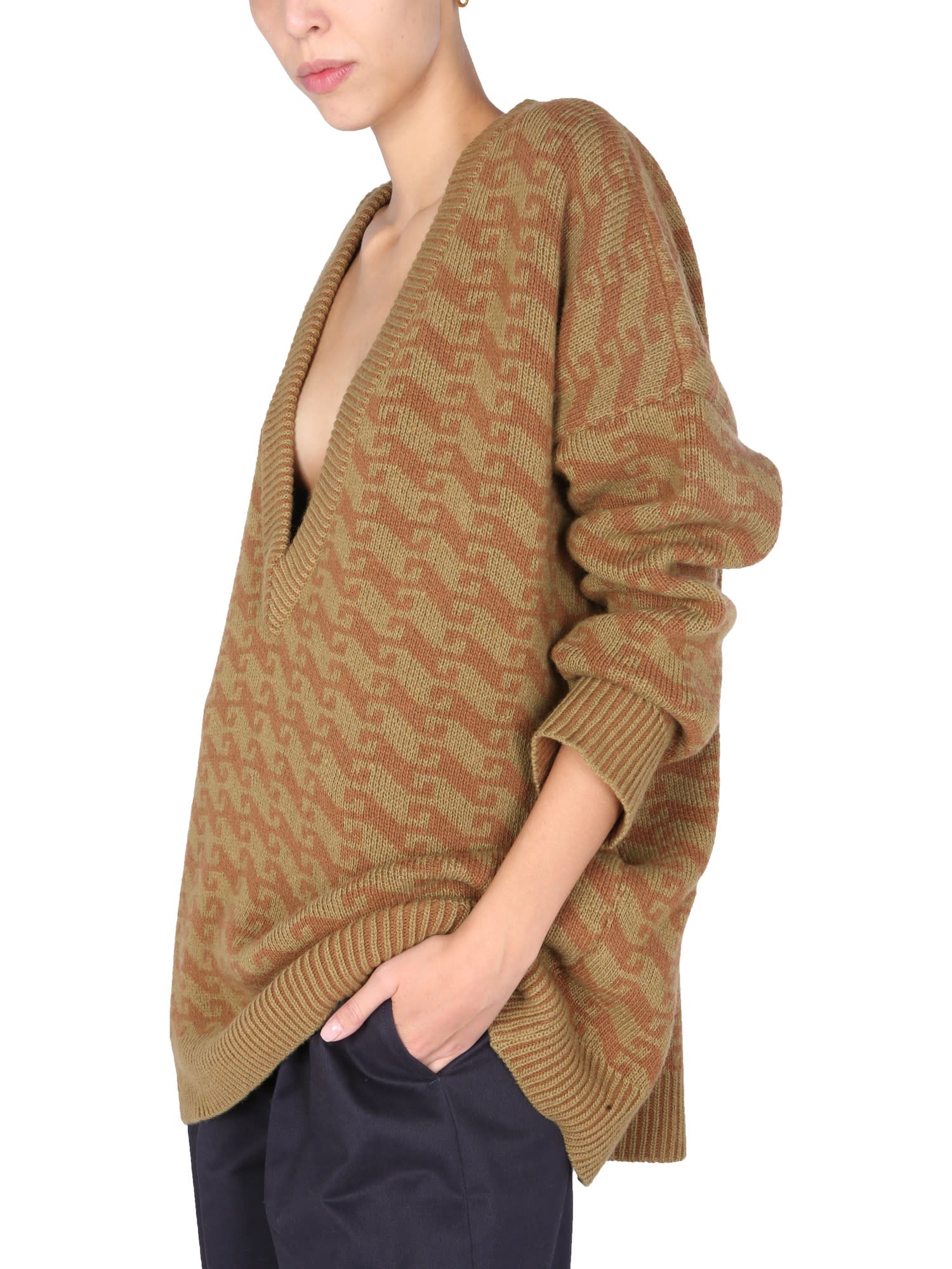 Pulls V-Neck Jacquard Sweater