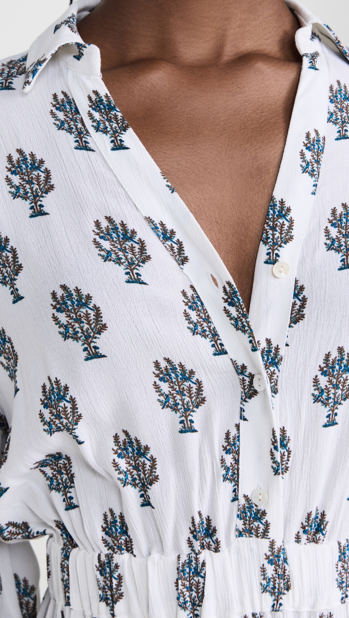 Collared Dress Blue Print