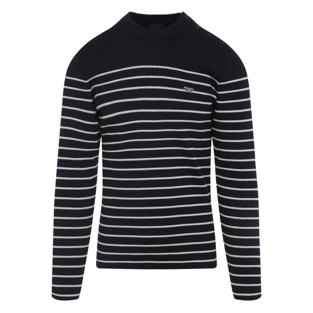 Striped Embroidered-logo Sweater