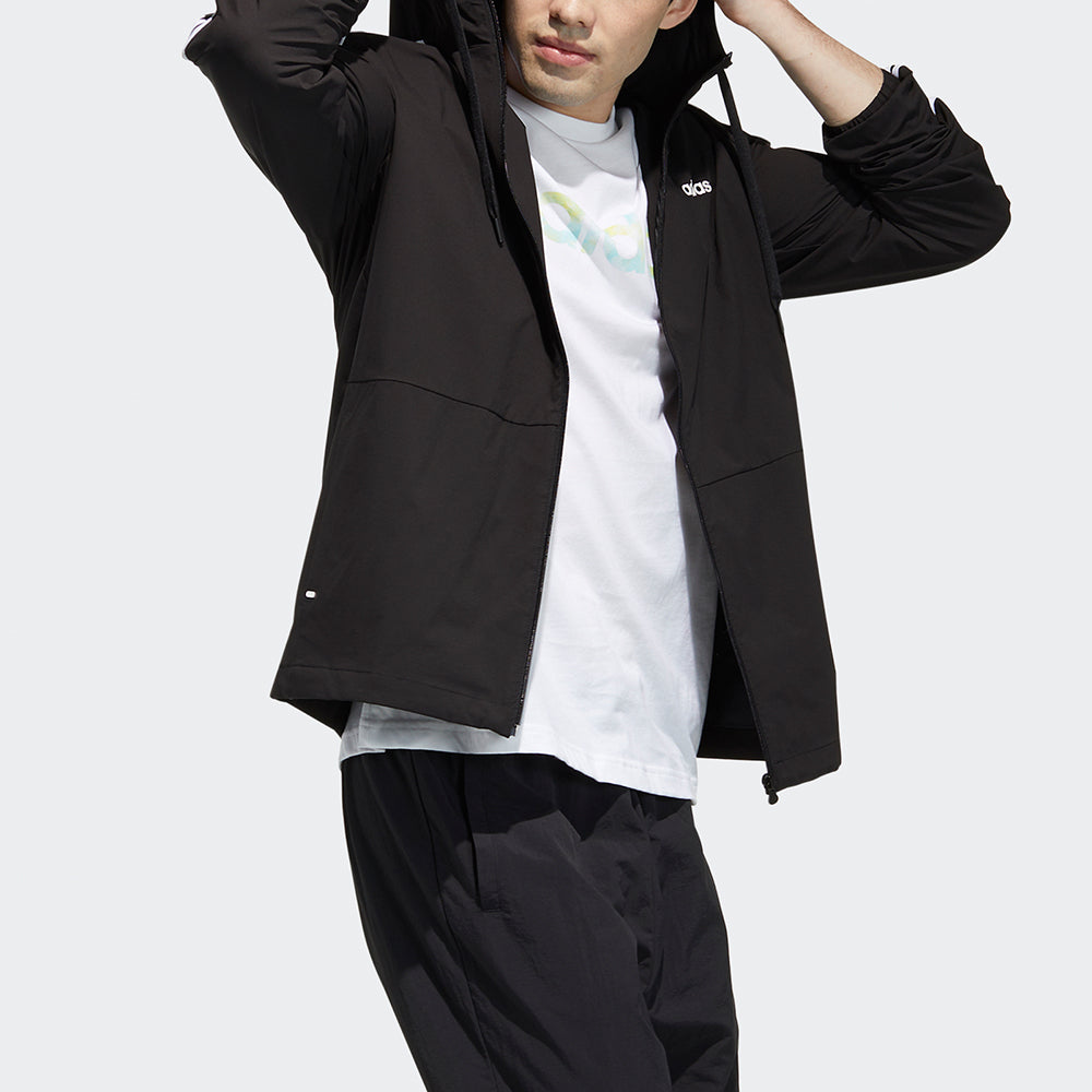 Neo M Ce 3s Wb Classic Stripe Windproof waterproof Sports Hooded Jacket Black