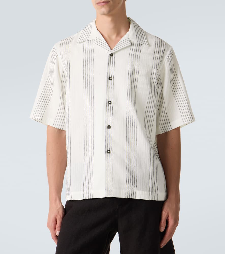 Kantha striped cotton bowling shirt