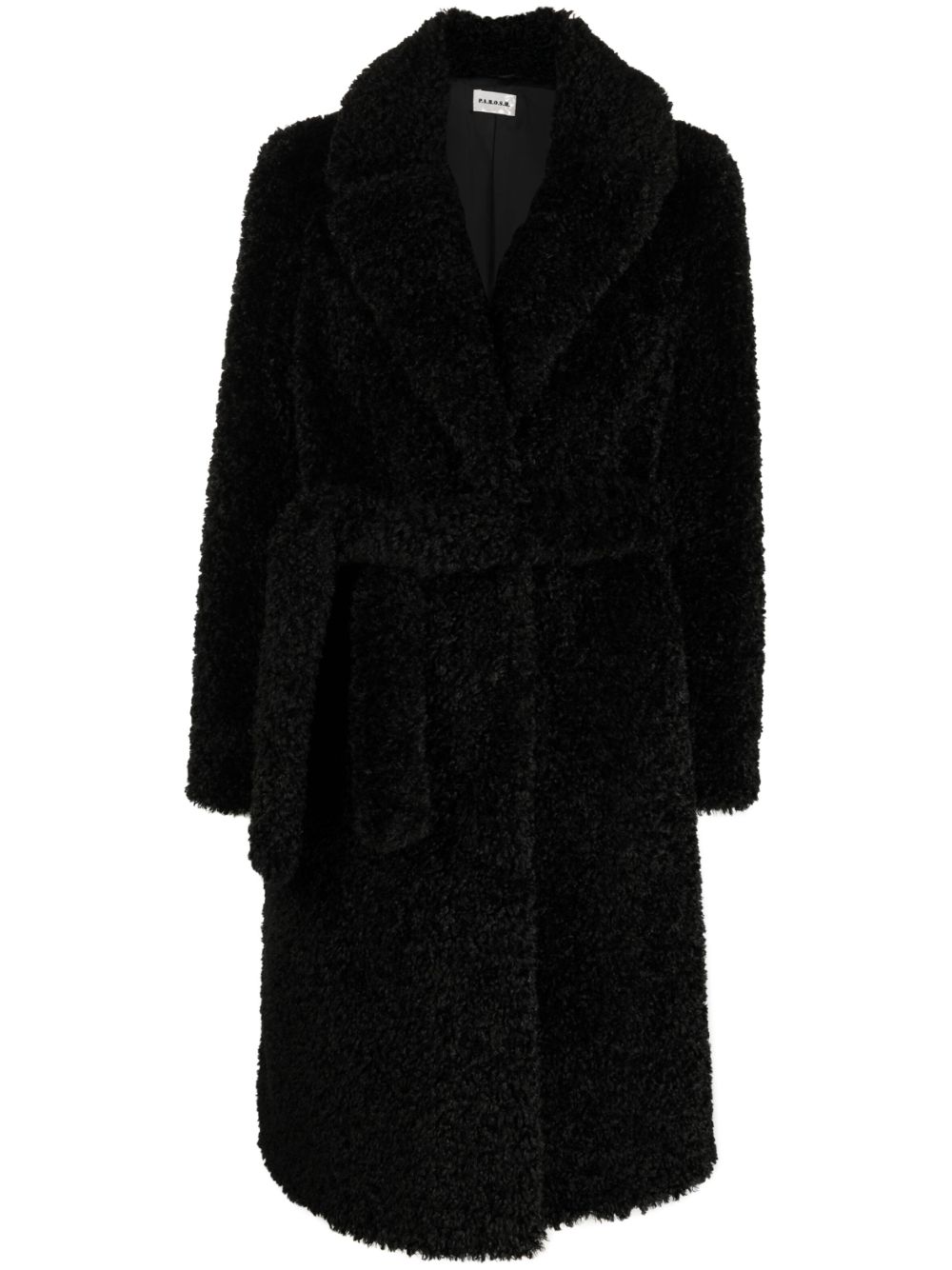 Faux-shearling tied-waist coat - Purple