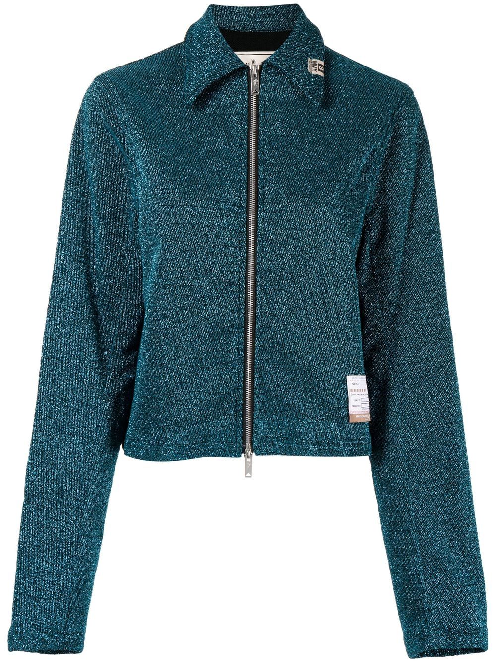 Logo-patch zip-up shirt jacket - Blue