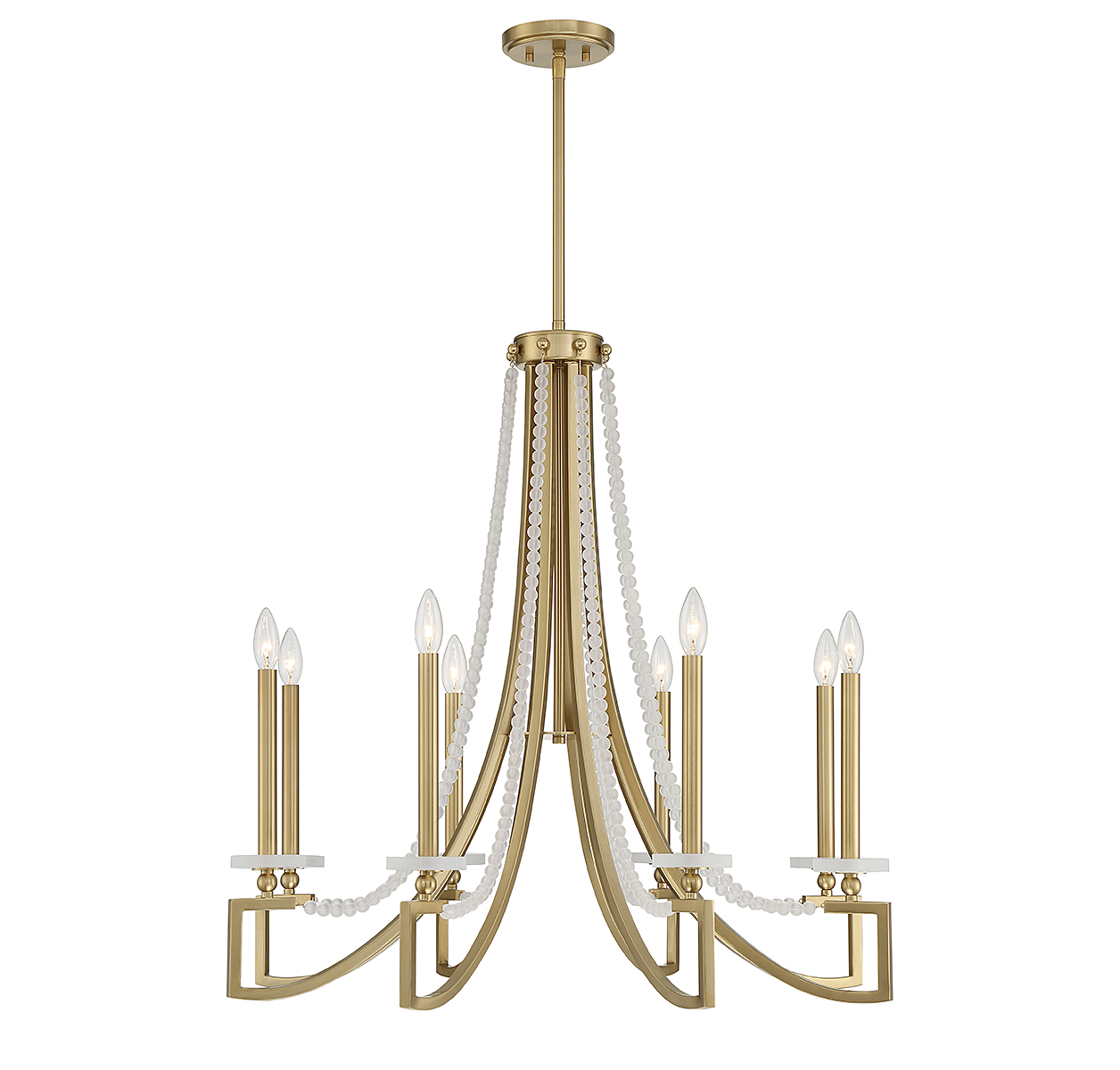 Warm Brass Eight Light Chandelier from the Helen Collection
