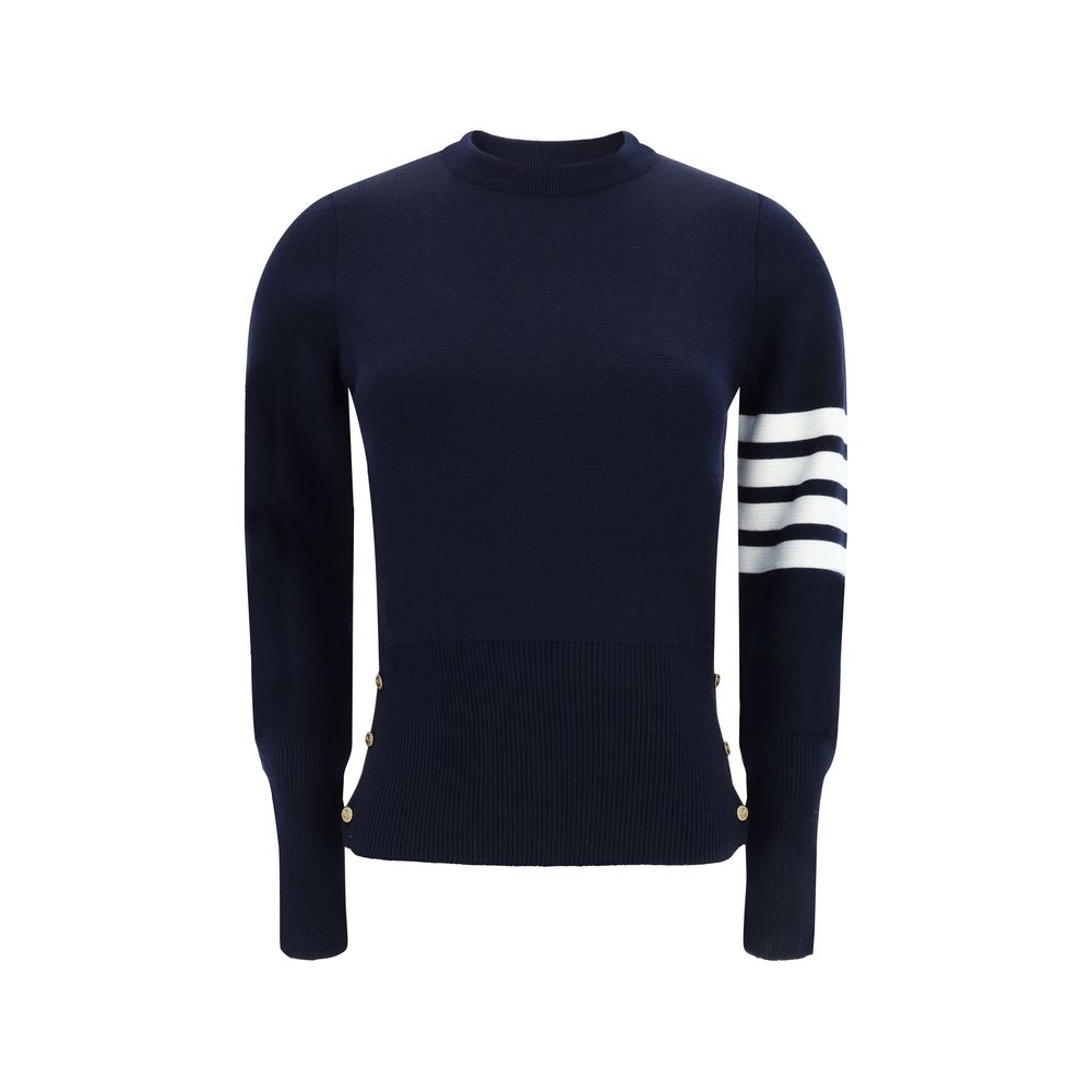 Striped Virgin Wool Sweater — Navy