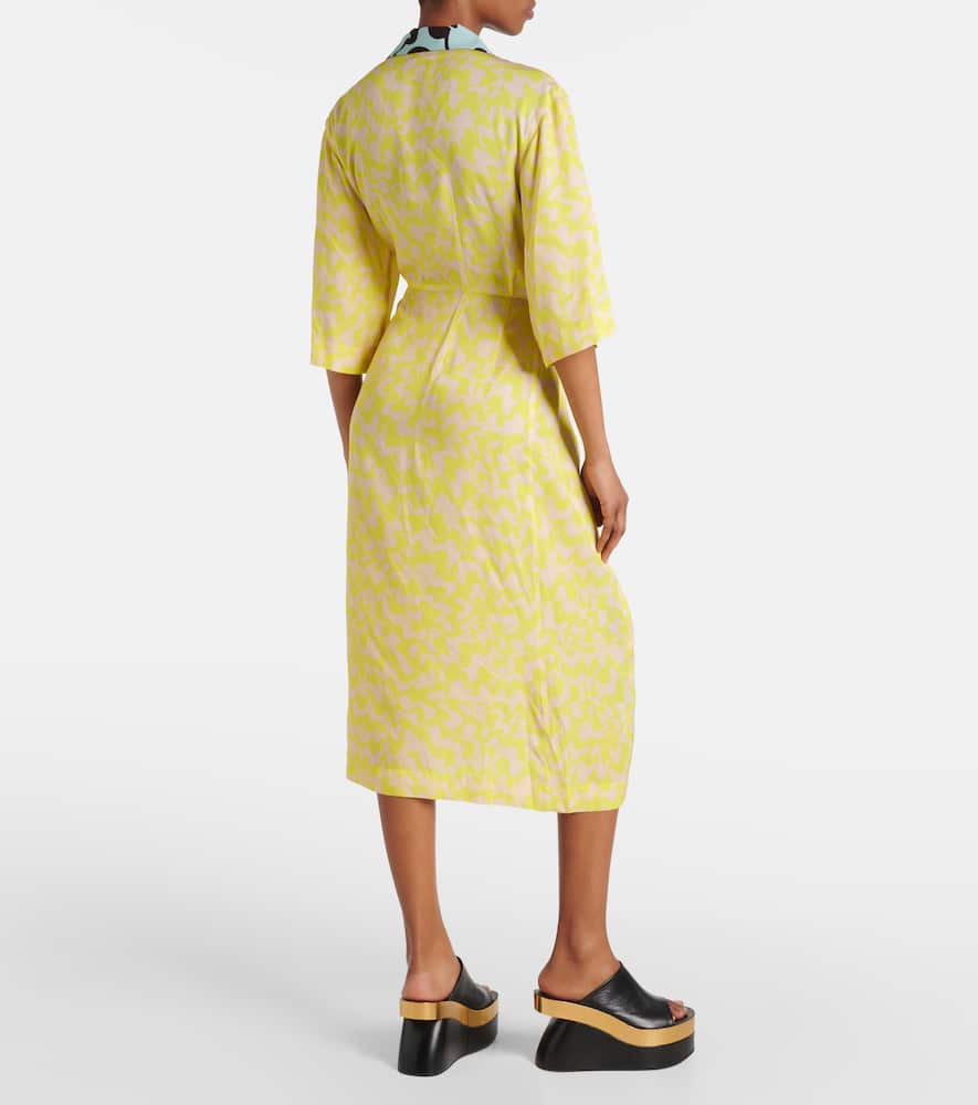 Printed wrap midi dress