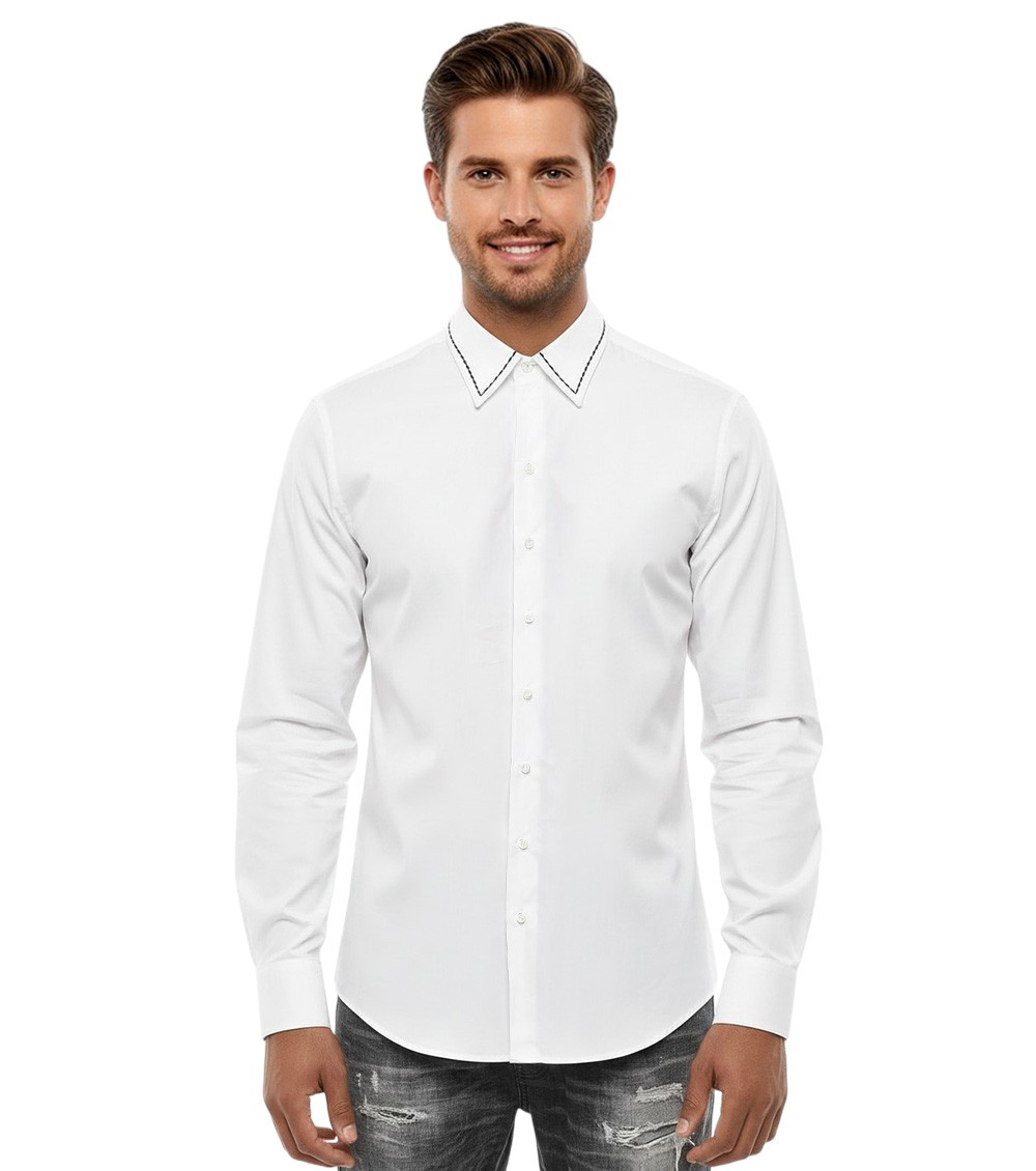 White Slim Solid Shirt