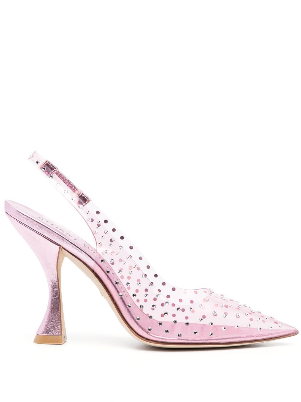 Crystal-embellished transparent pumps - Pink