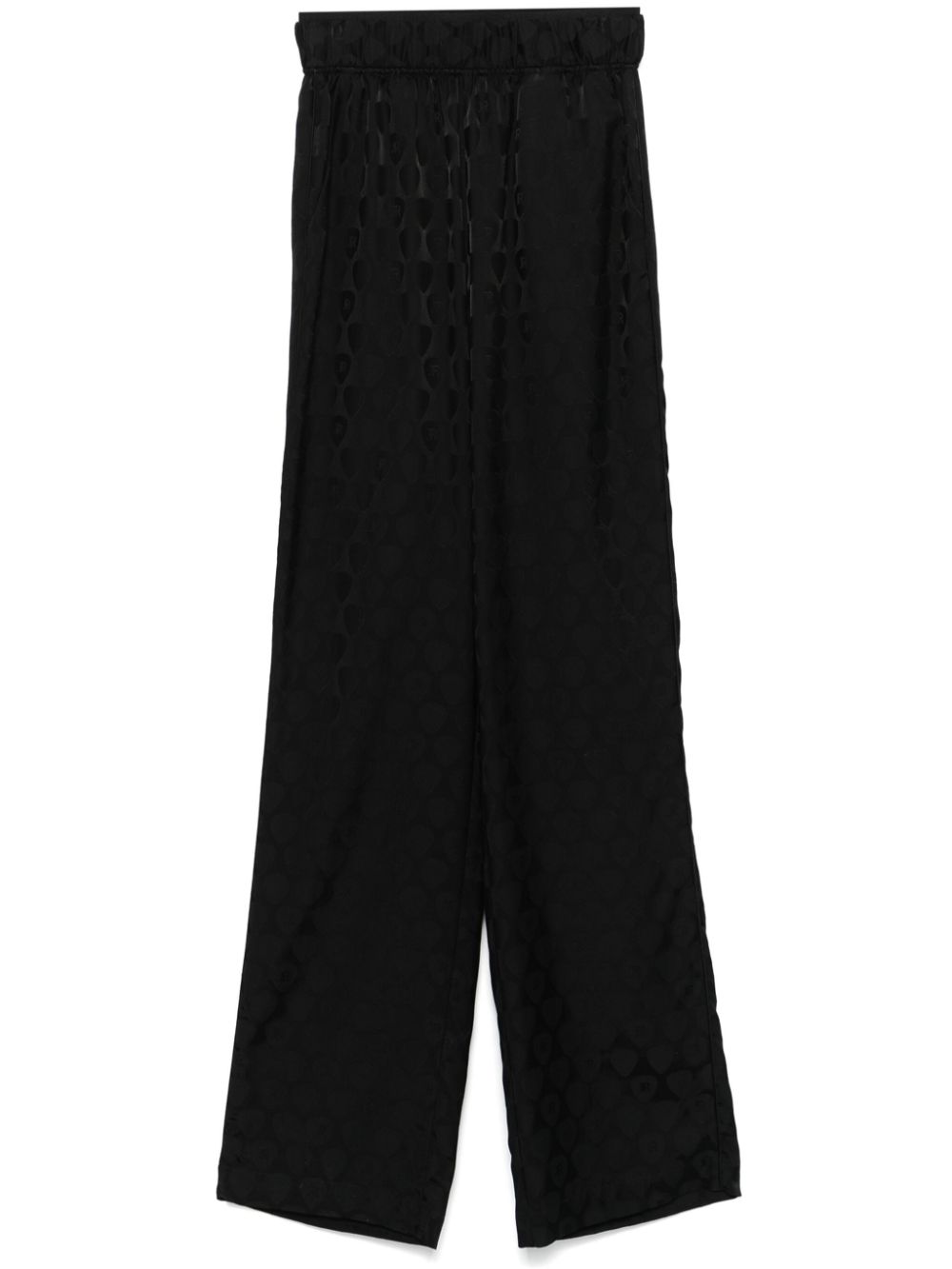Logo-jacquard wide-leg trousers - Black