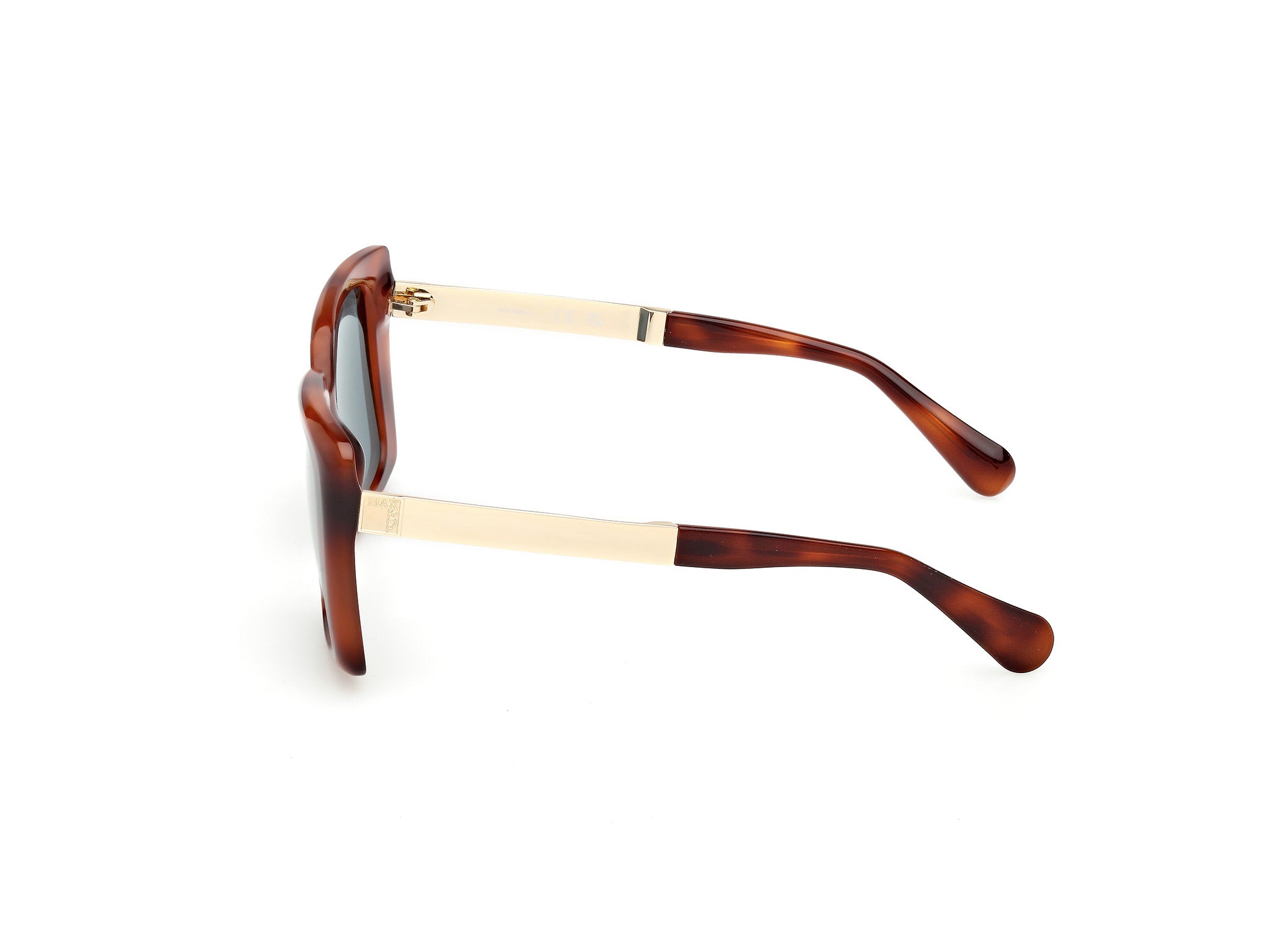 MAX&Co Donna MAX&Co MO0134 53N Occhiali da sole Iniettato Havana Verde Squadrata Normale