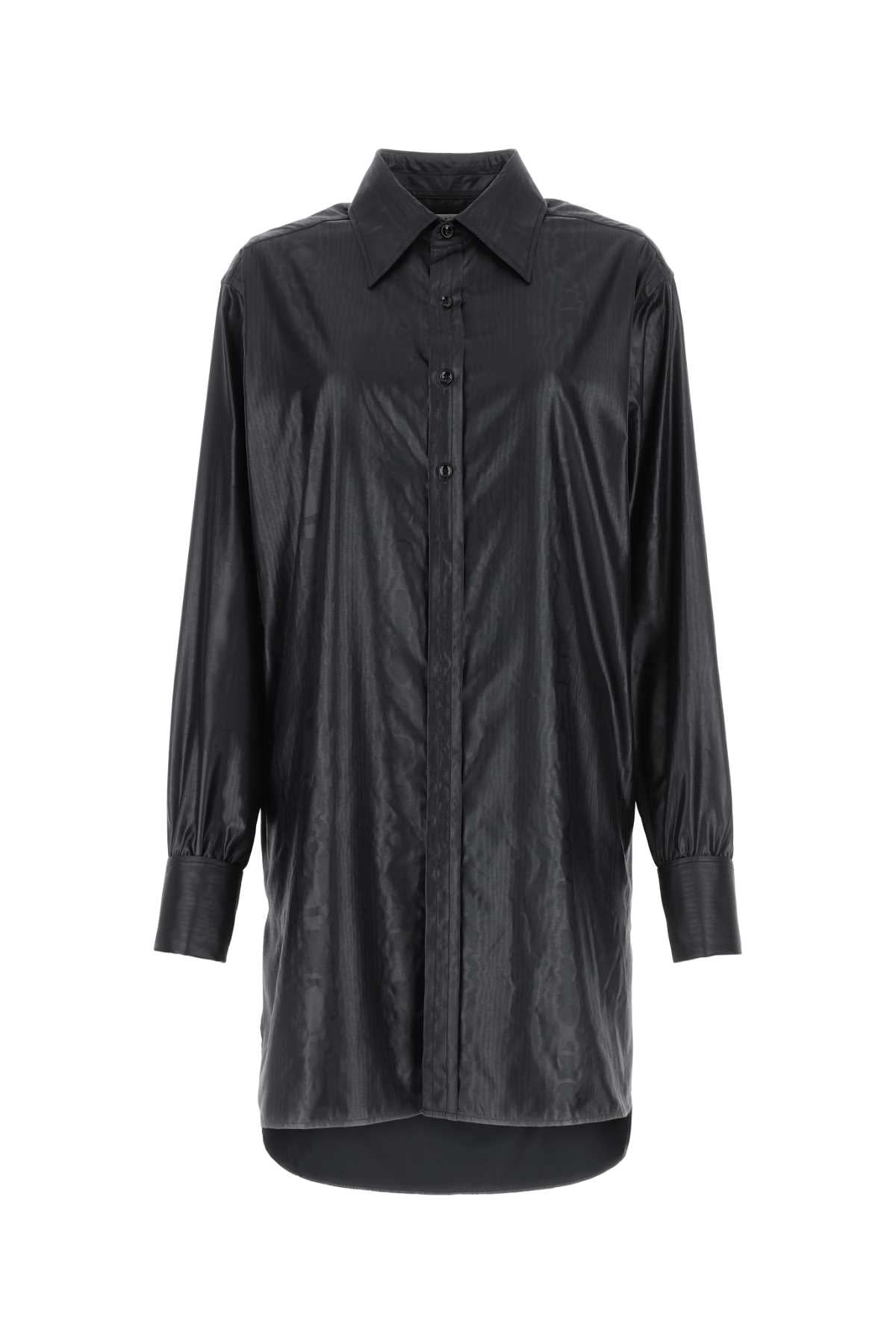 Black Polyester Oversize Shirt — Black