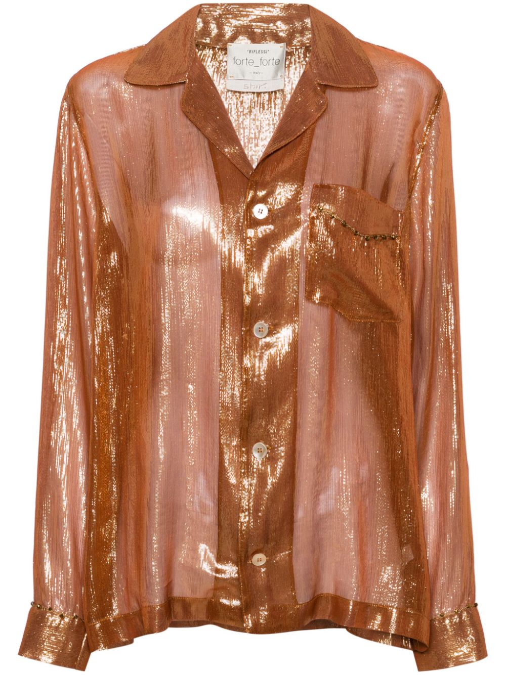 Bead-detailed silk-blend shirt - Pink