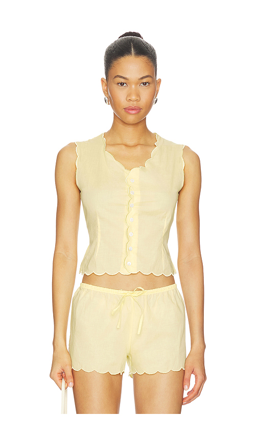 Montce X Elsa Hosk Scalloped Vest Top in Yellow. XS. Also in L, M