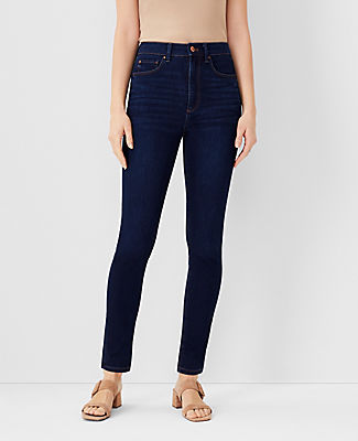 Ann Taylor Petite Sculpting Pocket Highest Rise Skinny Jeans in Classic Dark Indigo Wash