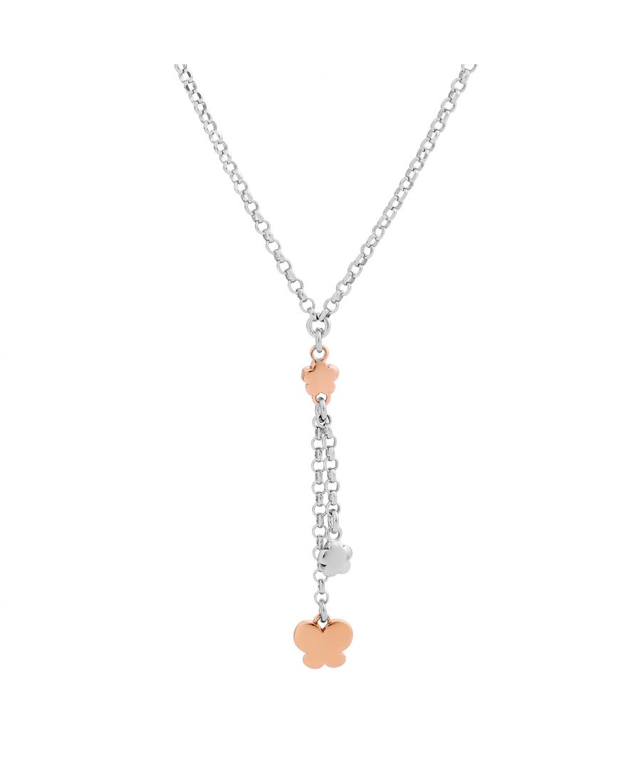 Orphelia 'Lorelei' Womens 925 Sterling Silver Set: Chain + Bracelet + Earrings - Silver/Rose SET-7386 - Silver & Rose Gold - One