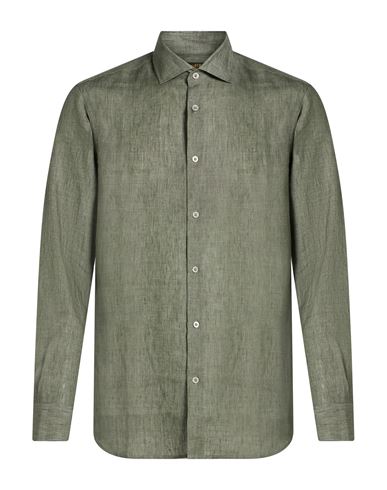 Man Shirt Military green Size 44 Linen