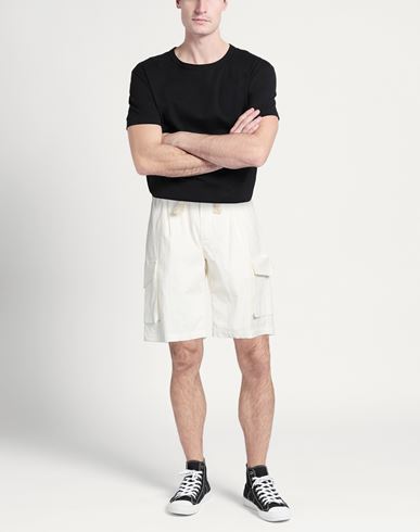 Man Shorts & Bermuda Shorts Off white Size 34 Cotton, Elastane