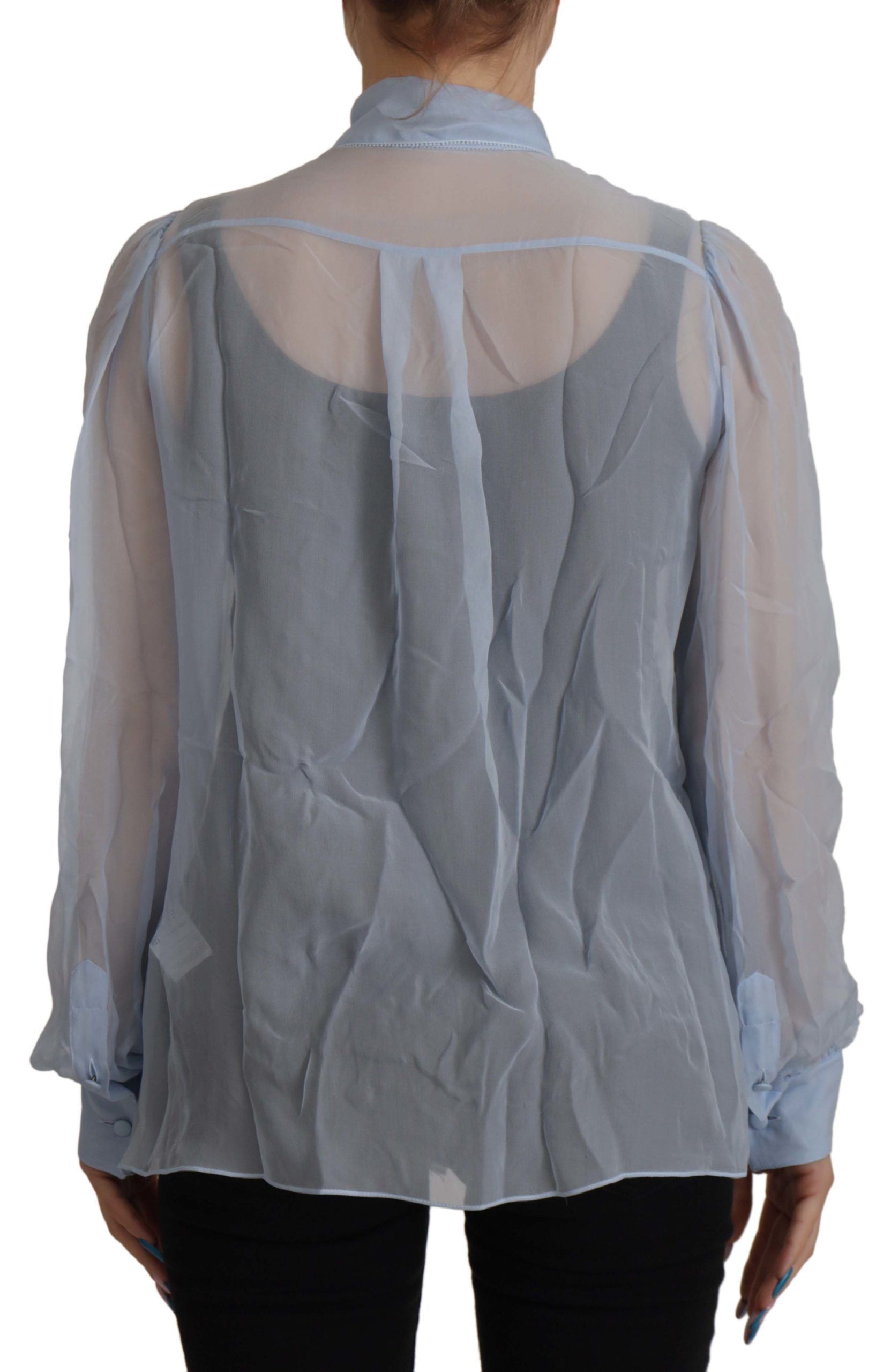 Ascot Collar Blouse — Blue