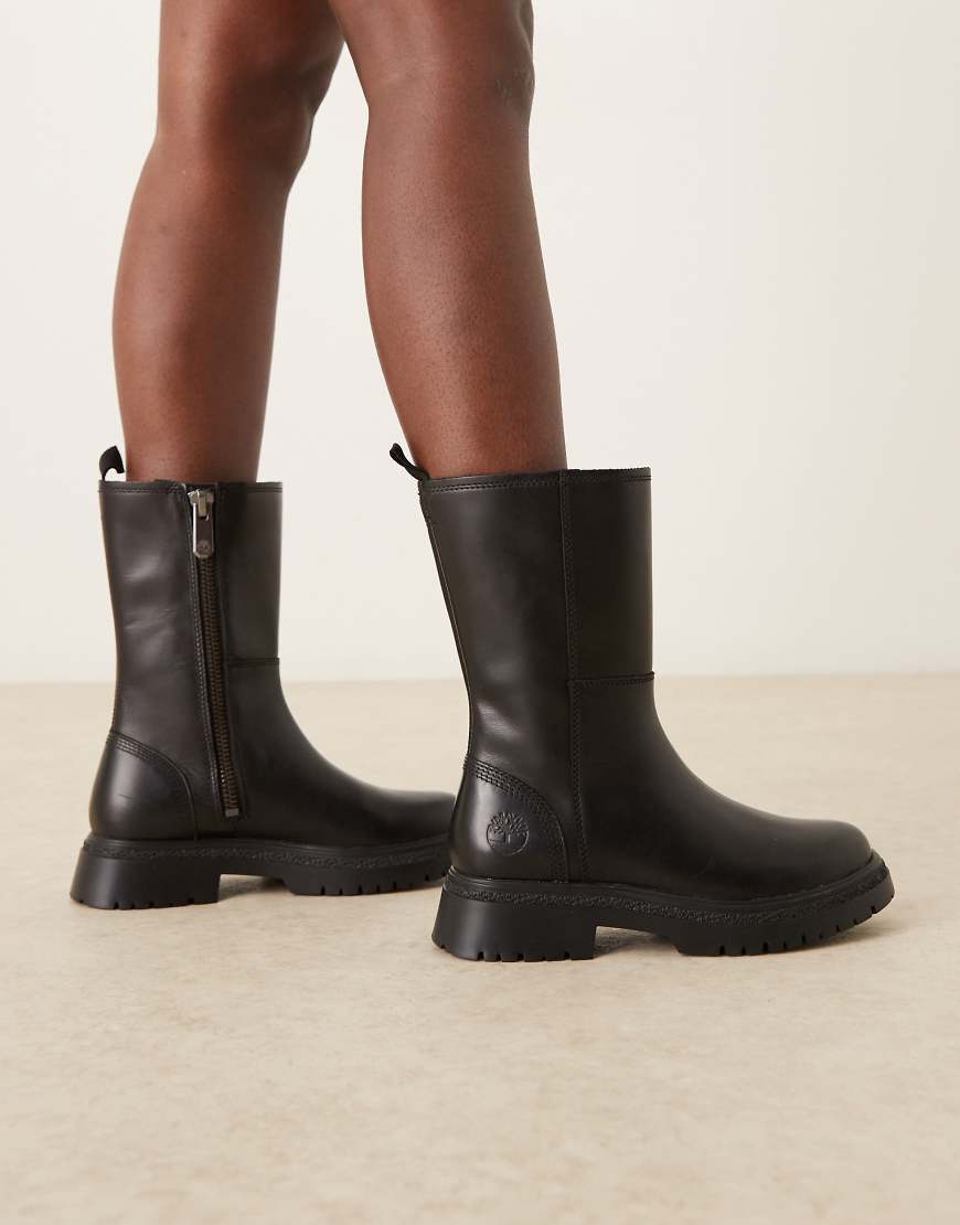 Cambria Valley tall zip boots in black leather